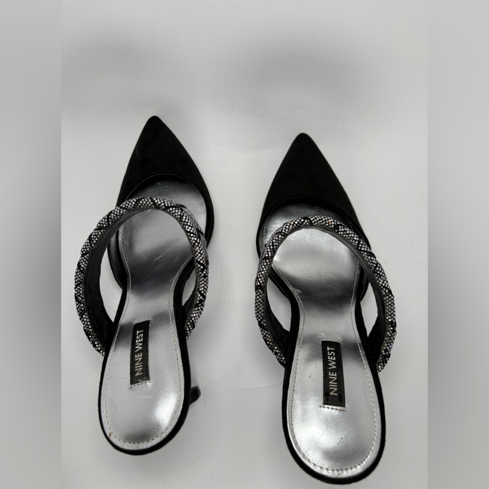 Nine West Women's Greet Slip On Comfort Dress Heels Black/Bling Size:9 Formal - Picture 6 of 8
